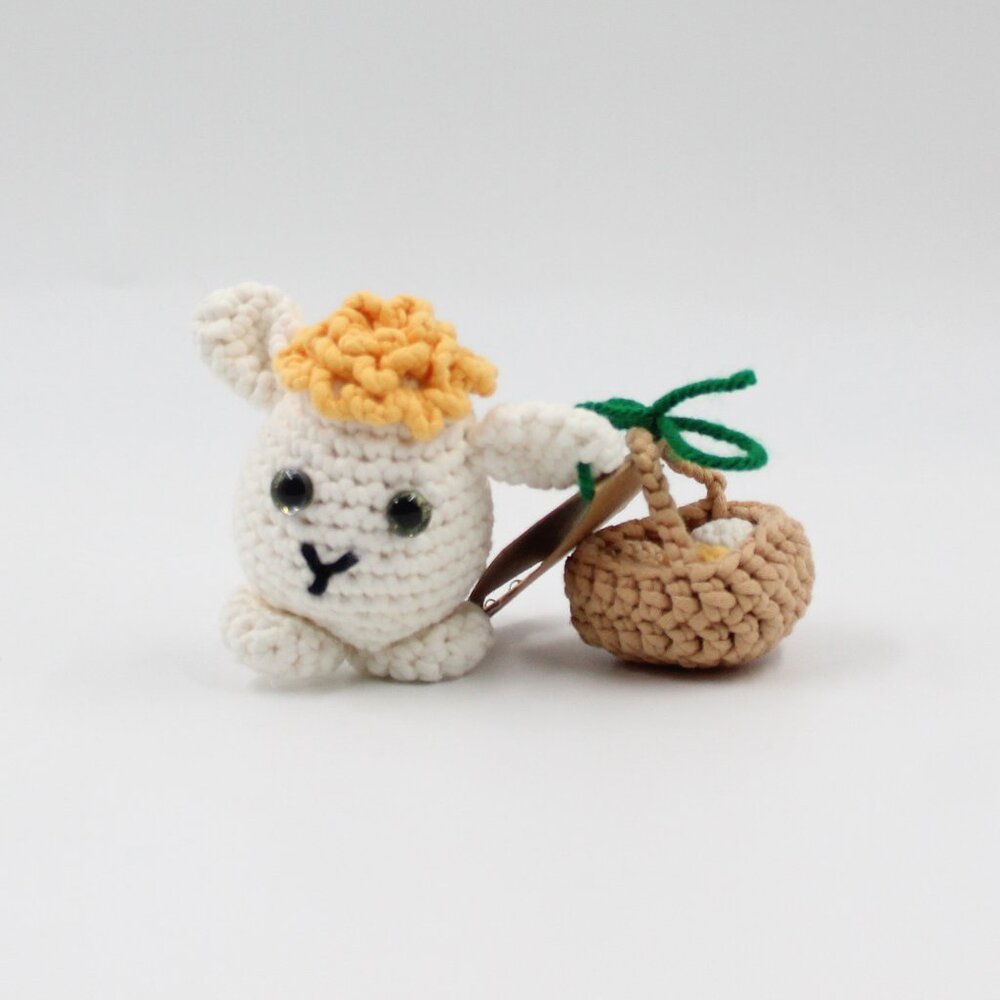 Handmade Crochet Amigurumi Lamb and Egg Basket Stuffed Plush Toy